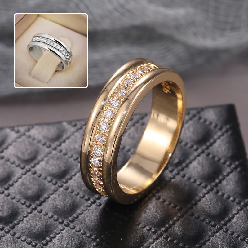 Gold & White Gold Zircon Band Ring – Women's