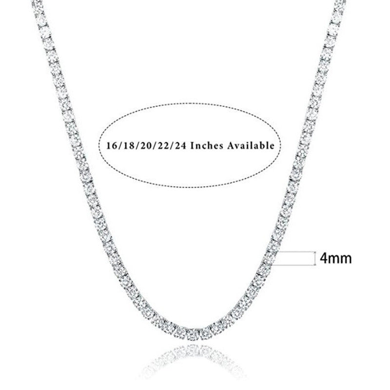 18K White Gold Plated Tennis Necklace - Luxury Zircon Statement Piece