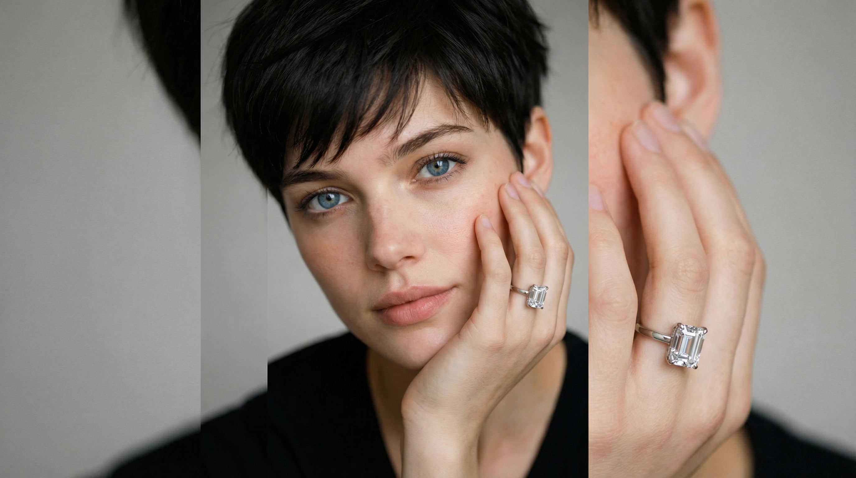 Luxury Emerald-Cut Moissanite Engagement Ring - Four Prong Setting