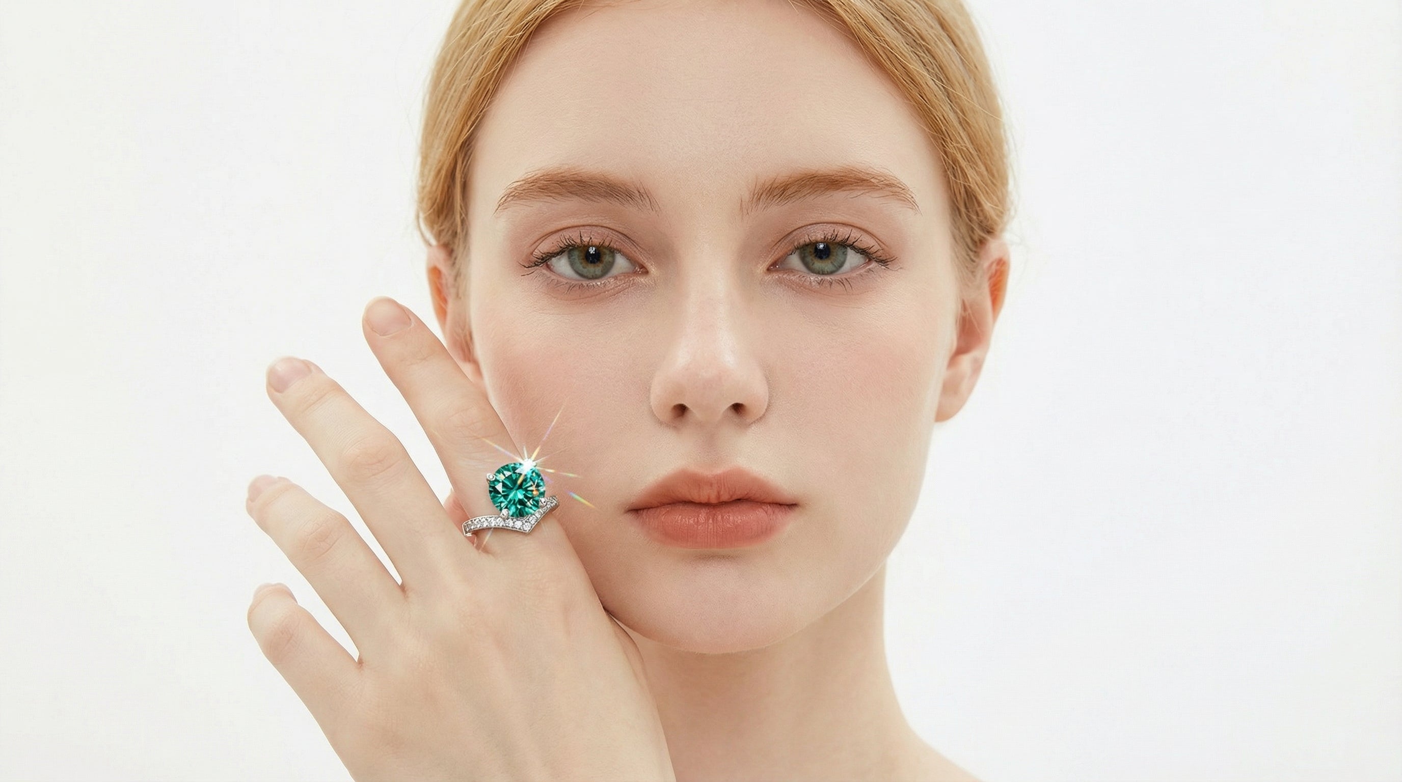 Emerald Moissanite Engagement Ring - Adjustable Green Stone Statement Ring