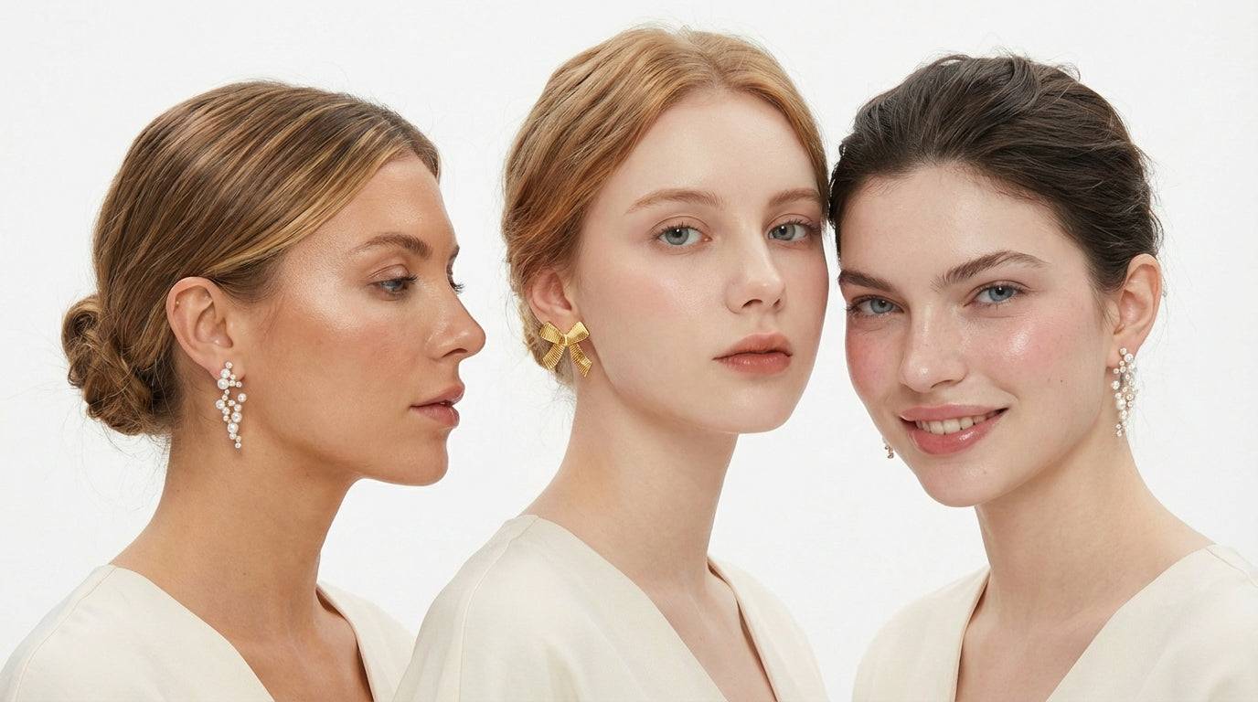 Gold Bow Stud Earrings - Luxury Minimalist Statement Piece