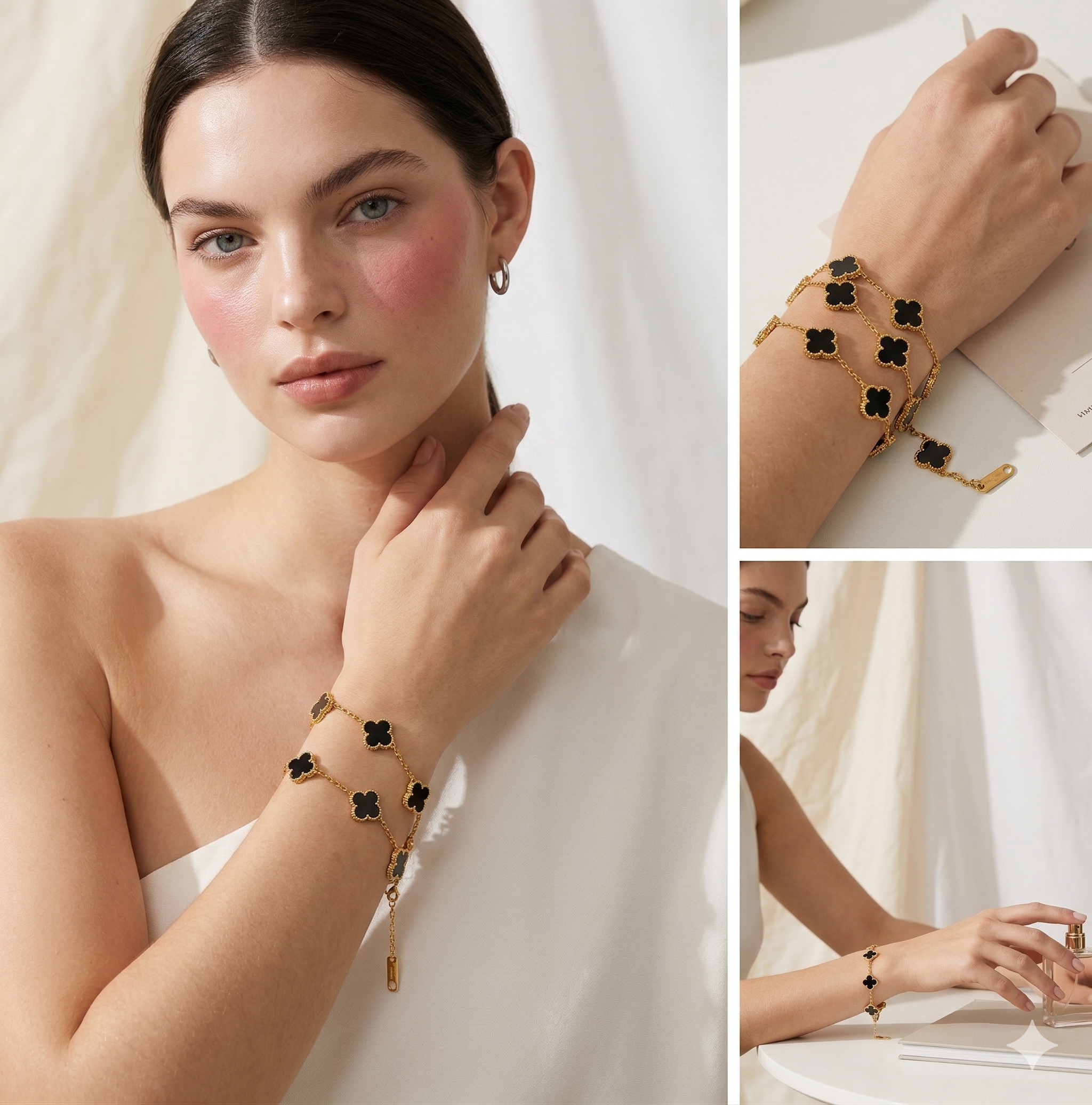 Botanical Bloom Titanium Jewelry Set — Necklace, Bracelet & Earrings
