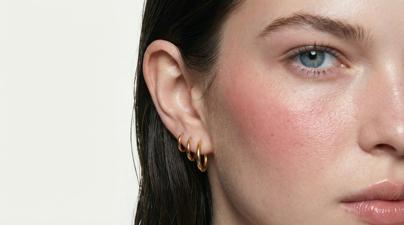 Gold-Plated Stud Earrings – Unisex Minimalist Design