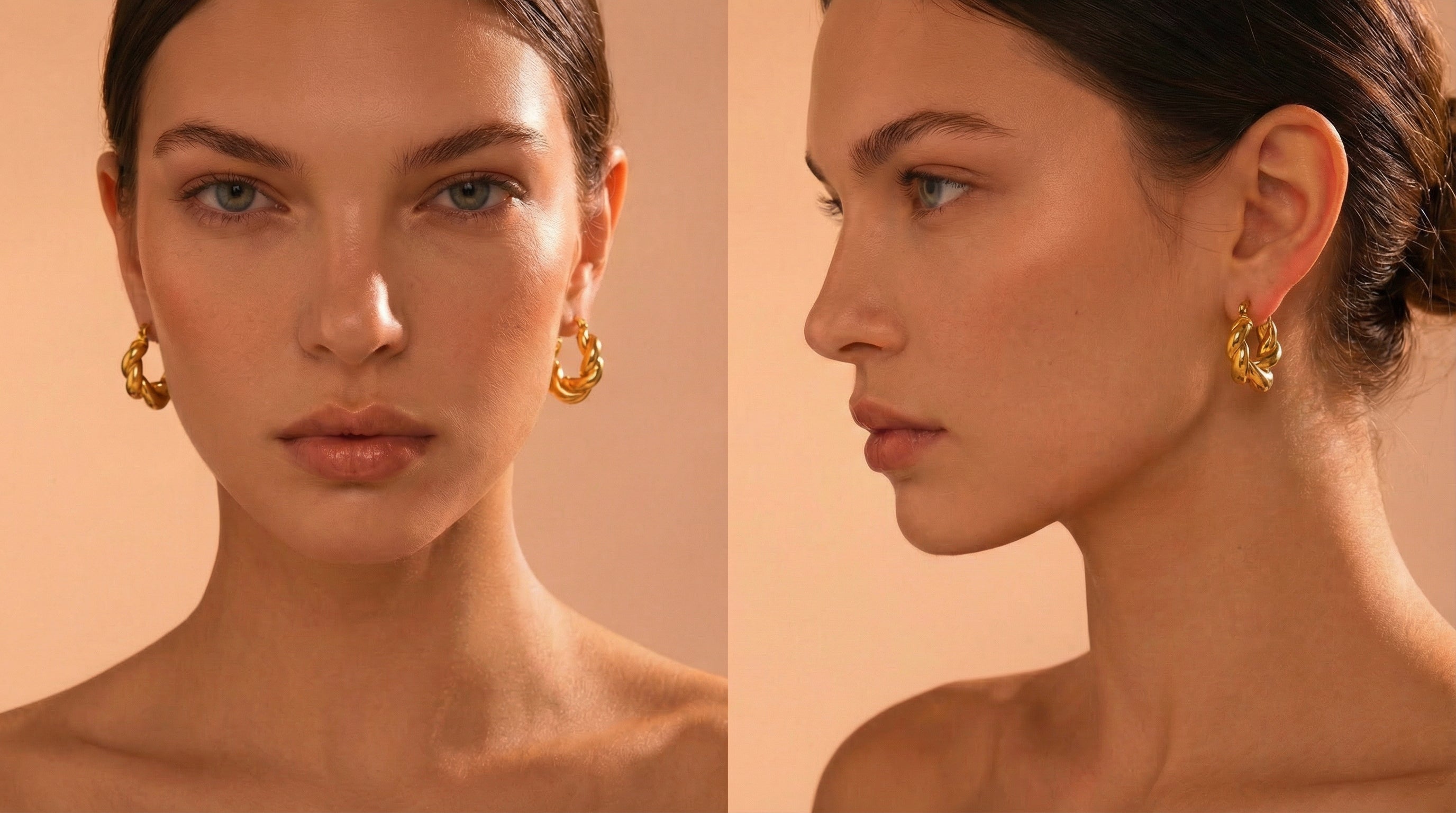 Gold Ellipse Earrings – 18K Plated Statement