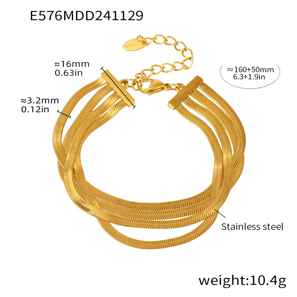 Titanium Steel Bracelet – PVD Gold-Plated Geometric Chain