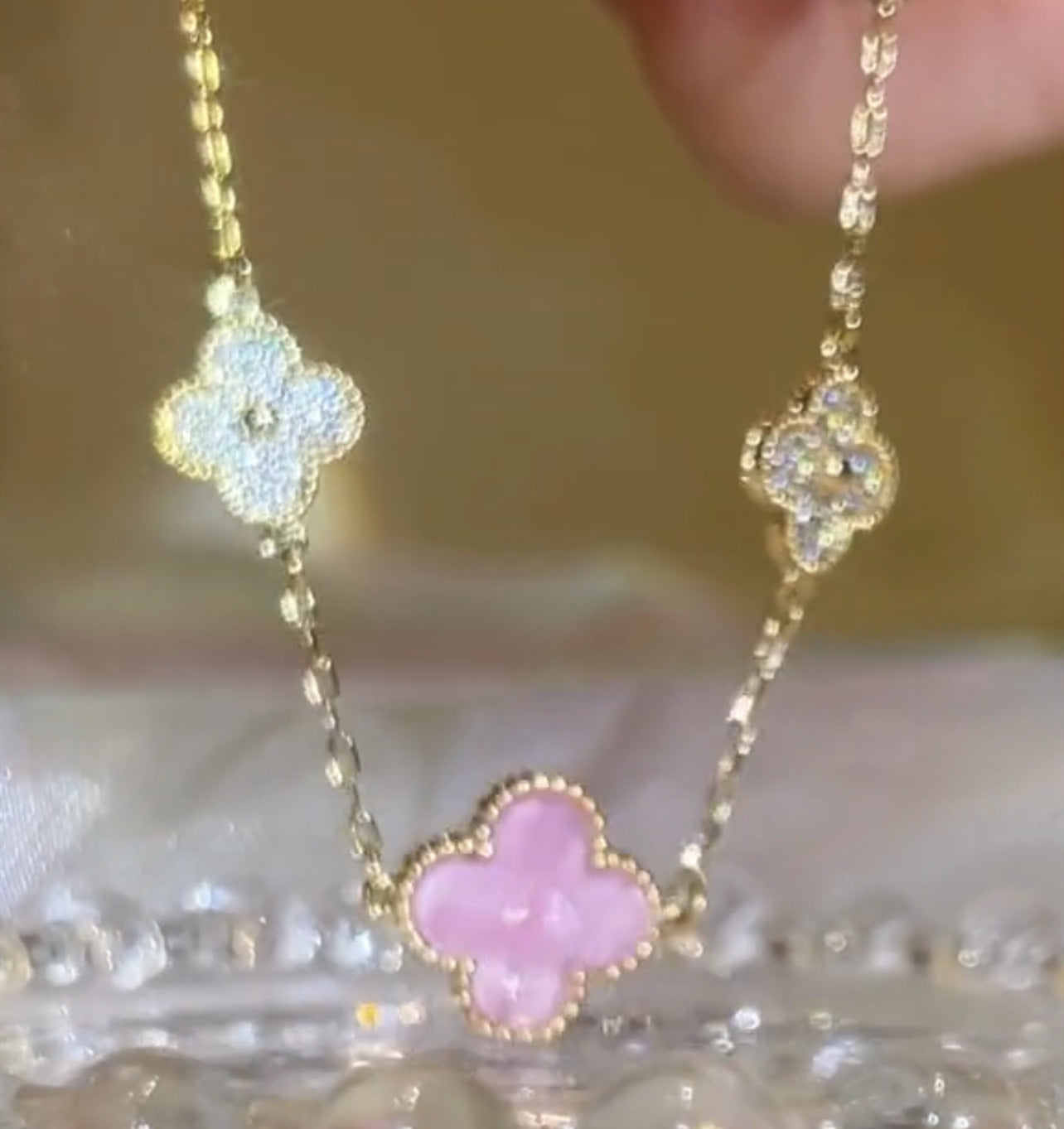 Pink Zircon Flower Bracelet — Copper Light Luxury Jewelry