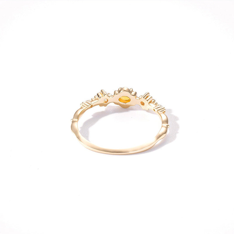 925 Silver 14K Gold Opal Ring – Women’s Delicate Band