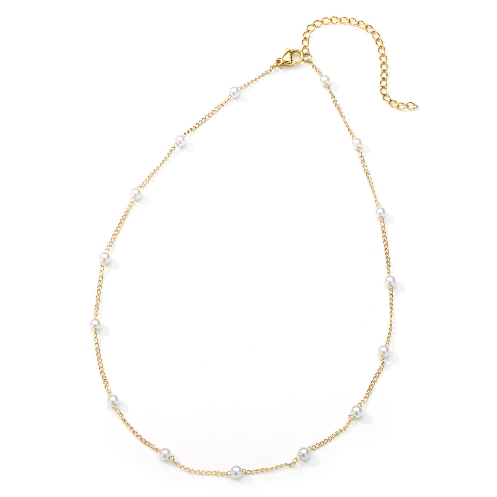 Gold Beaded Snake Chain Necklace – 18K Gold-Plated Stainless Steel, Minimalist, Women's
