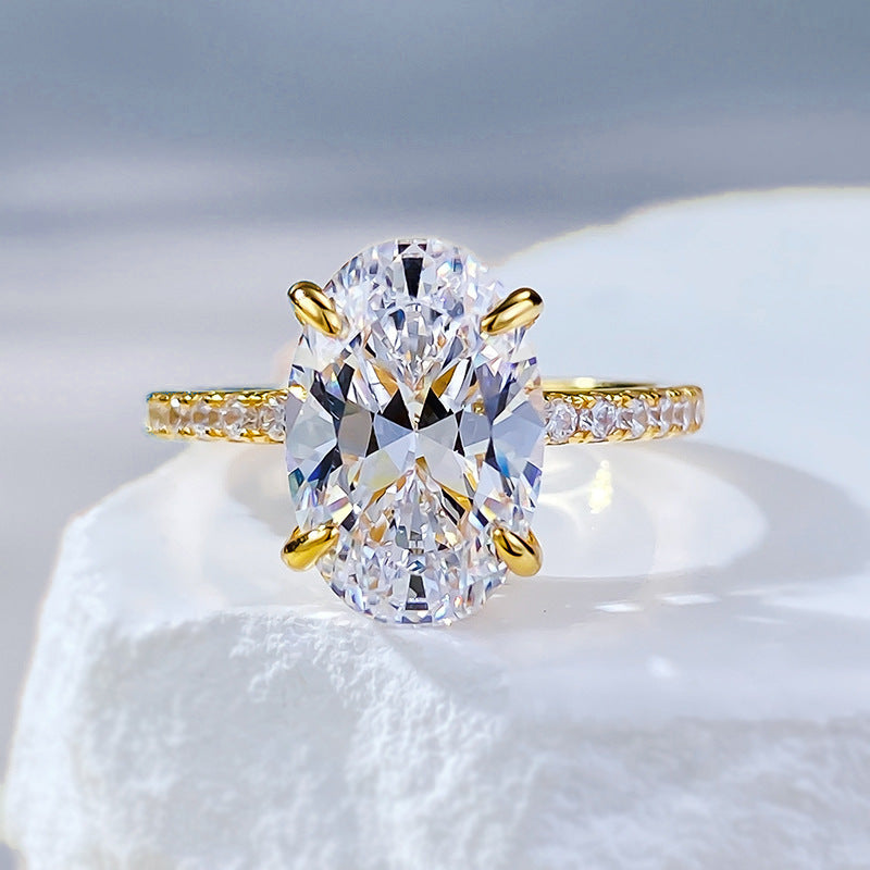925 Silver Oval Solitaire Ring – Gold Plated