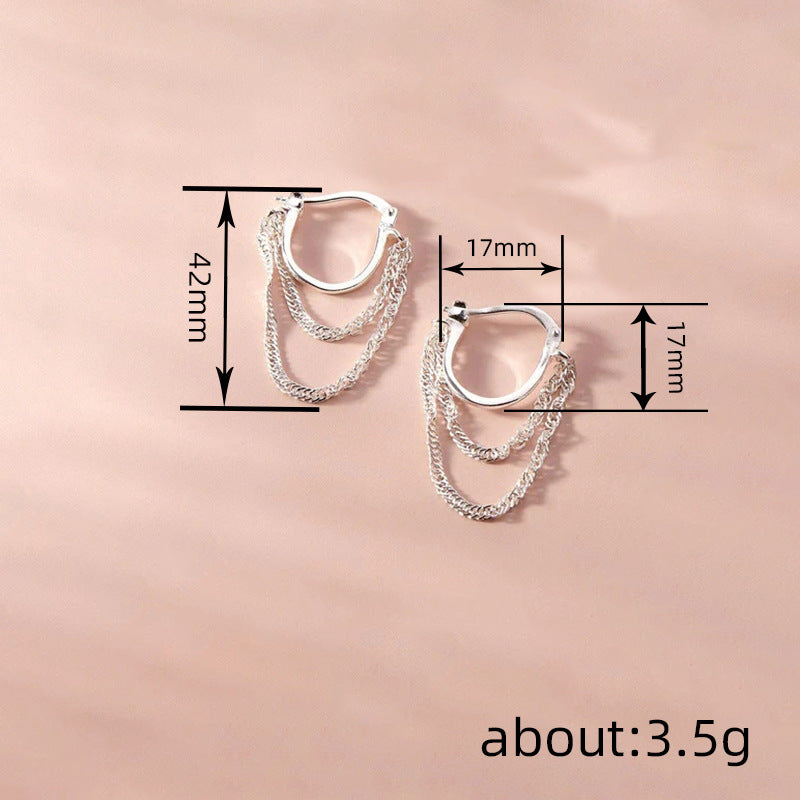 18K Gold-Plated French Chain Hoop Earrings — Geometric Everyday Elegance