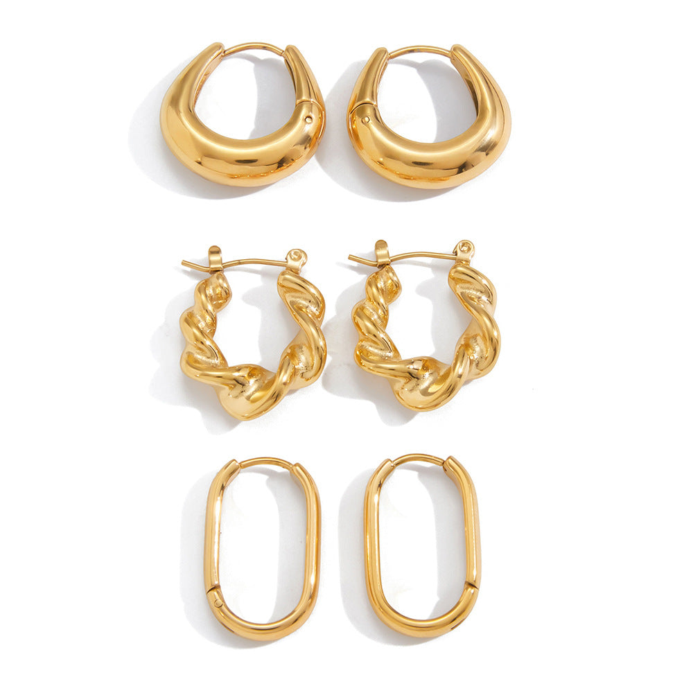 Gold Ellipse Earrings – 18K Plated Statement