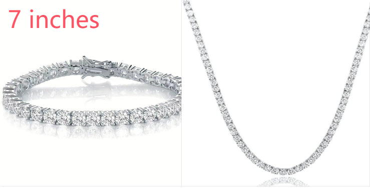 18K White Gold Plated Tennis Necklace - Luxury Zircon Statement Piece