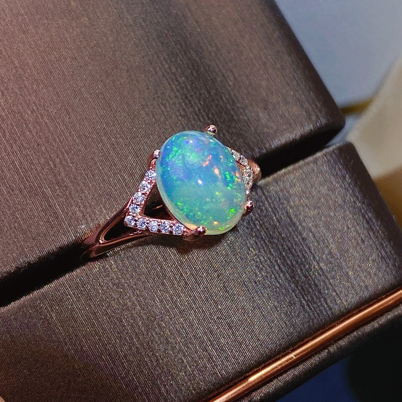 925 Silver Australian Opal Ring – Adjustable Women’s