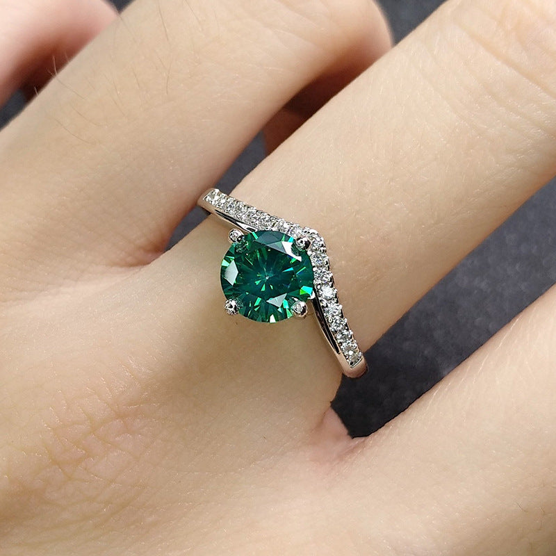 Emerald Moissanite Engagement Ring - Adjustable Green Stone Statement Ring
