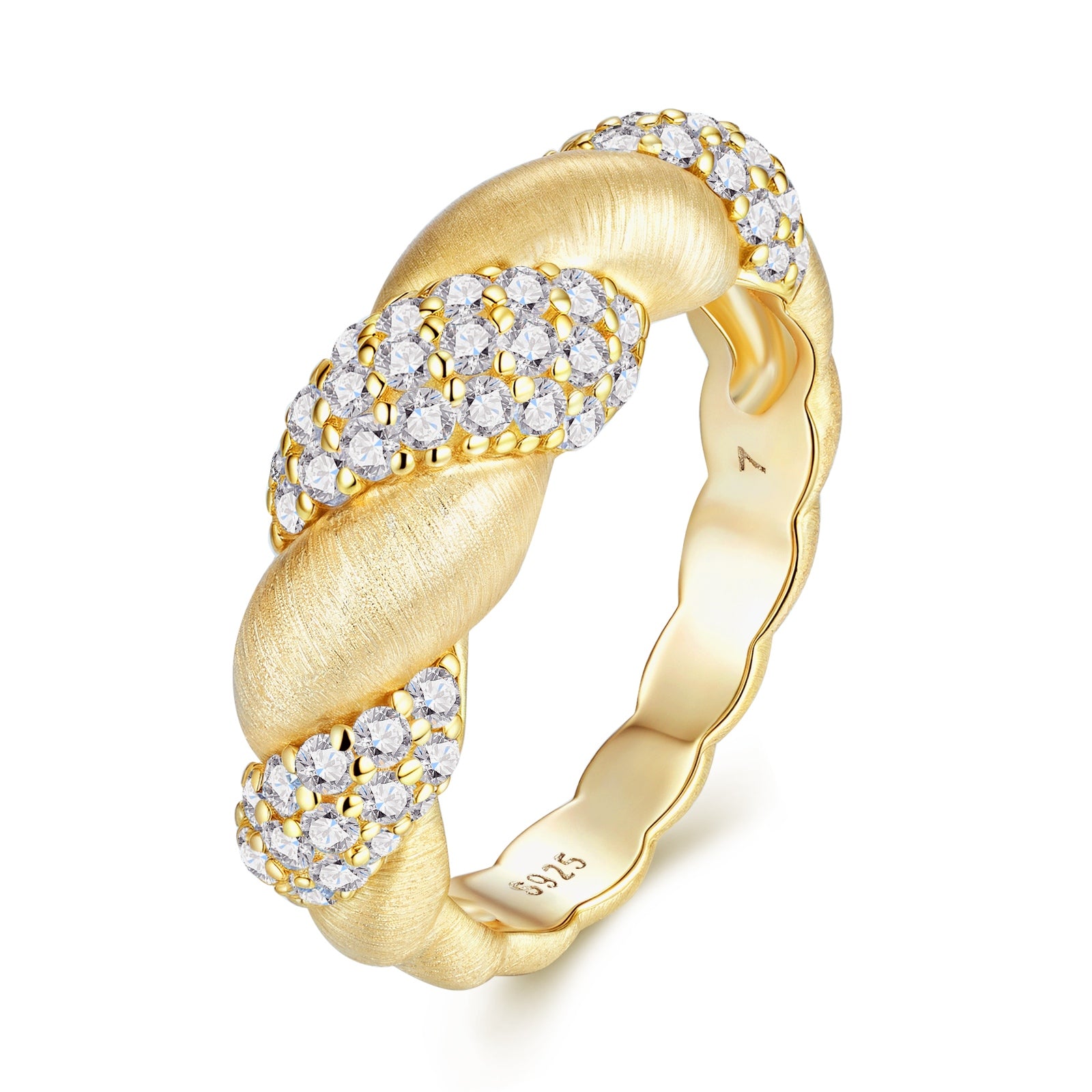 Moissanite Sterling Silver Ring Set – Gold Diamond Finish