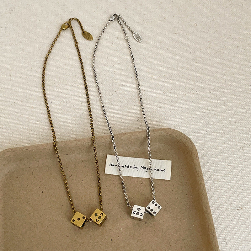 Versatile Dice Pendant Necklace - Unique Statement Chain Gold Silver