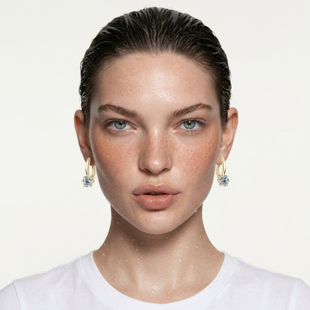 Six-Claw Diamond Tassel Ear Clips – Silver Geometric Statement Earrings