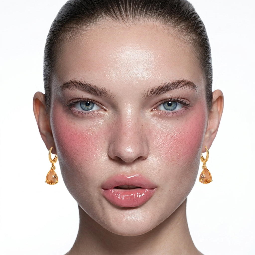 Colorful Zircon Teardrop Earrings – Retro Copper Beveled Studs