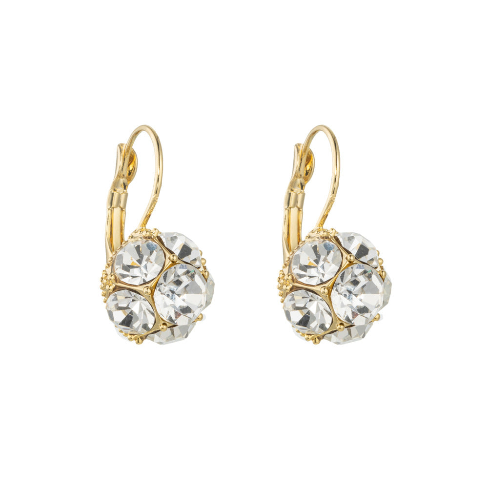 Crystal Ball Drop Earrings – Geometric Copper Ear Clips