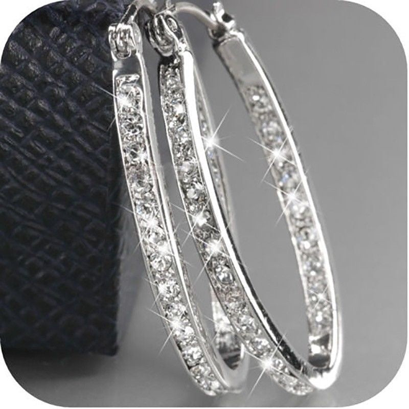 Gold Geometric Hoop Earrings – Crystal Electroplated Statement Earrings for Women