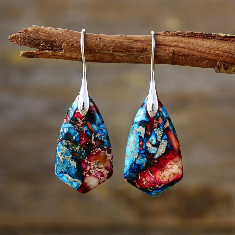 Handcrafted Jasper Stone Drop Earrings