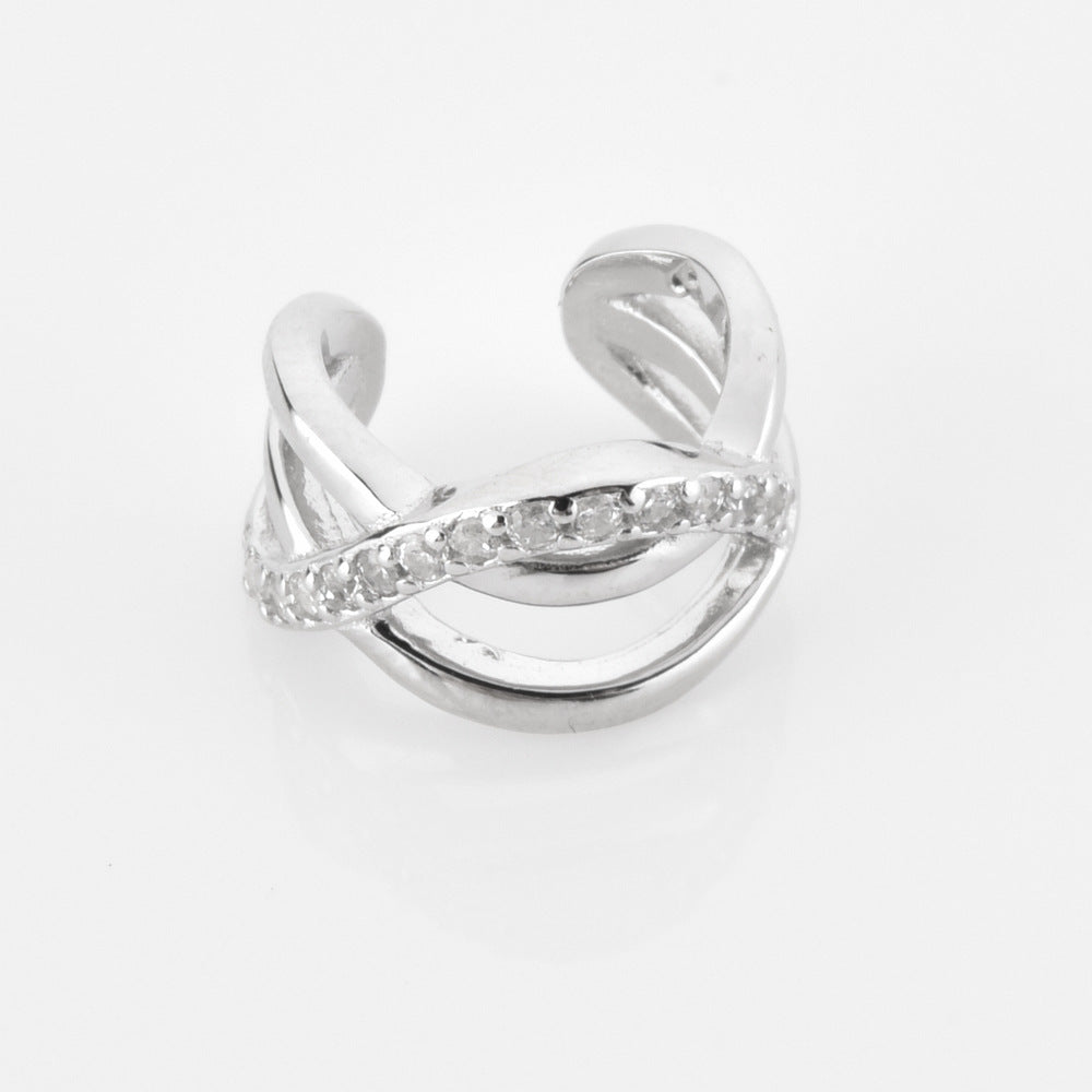 U-Shape Wave Ear Cuff – 925 Sterling Silver, 18K Gold & Platinum, Japanese Korean Style