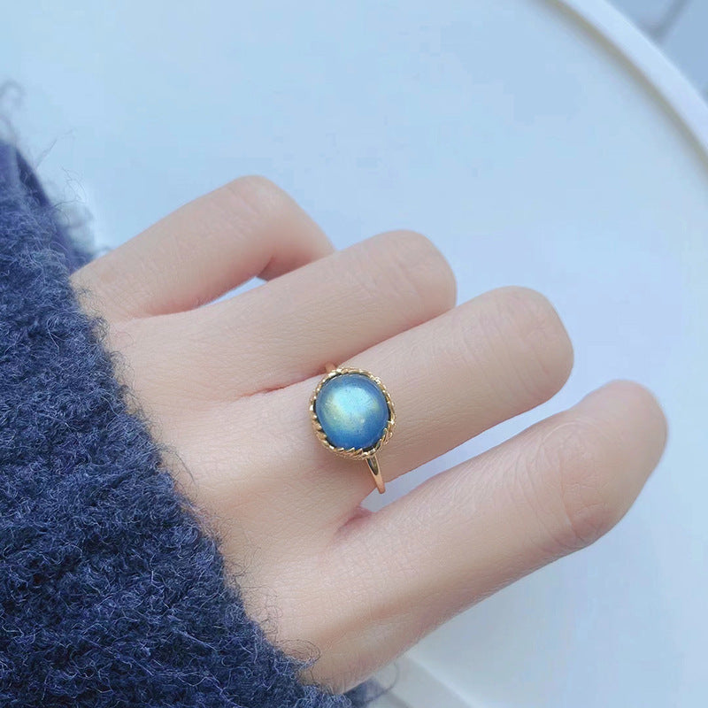 Leaf & Flower Adjustable Ring – Women’s Gold Plated