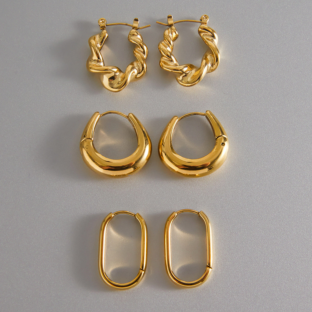 Gold Ellipse Earrings – 18K Plated Statement