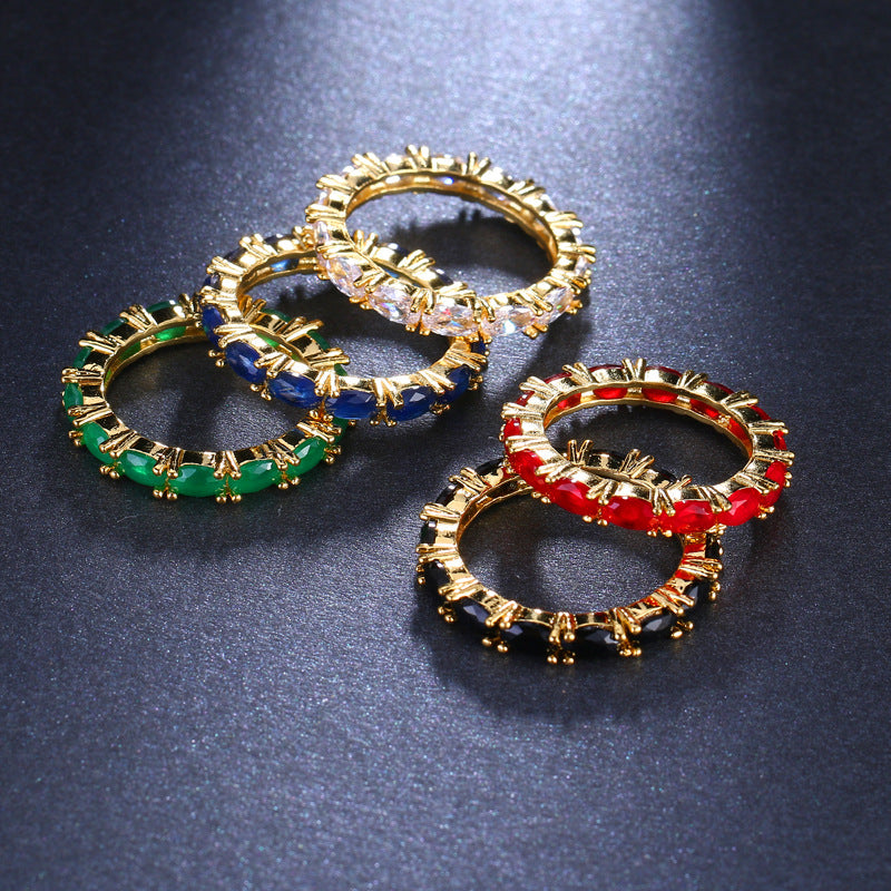 Gold-Plated T-Square Ring – Multi-Color Statement