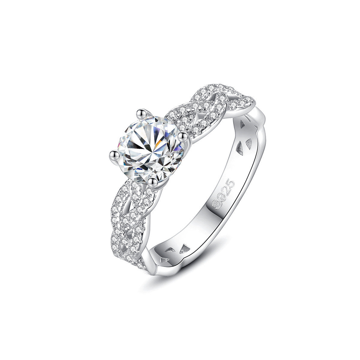 925 Silver Moissanite Twist Ring – Women’s Cube Design
