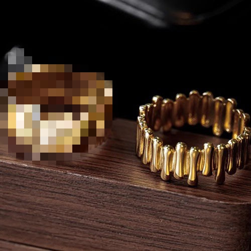 18K Gold-Plated Diamond-Cut Ring – Retro Adjustable