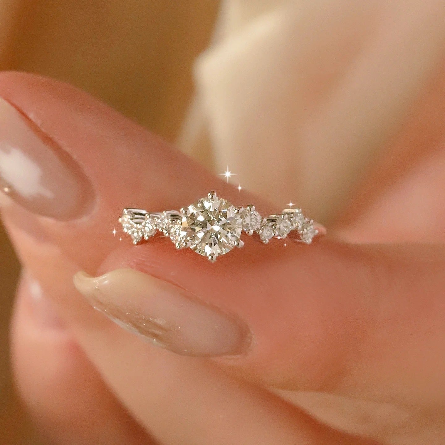 925 Silver 1ct Moissanite & Diamond Ring – Women’s