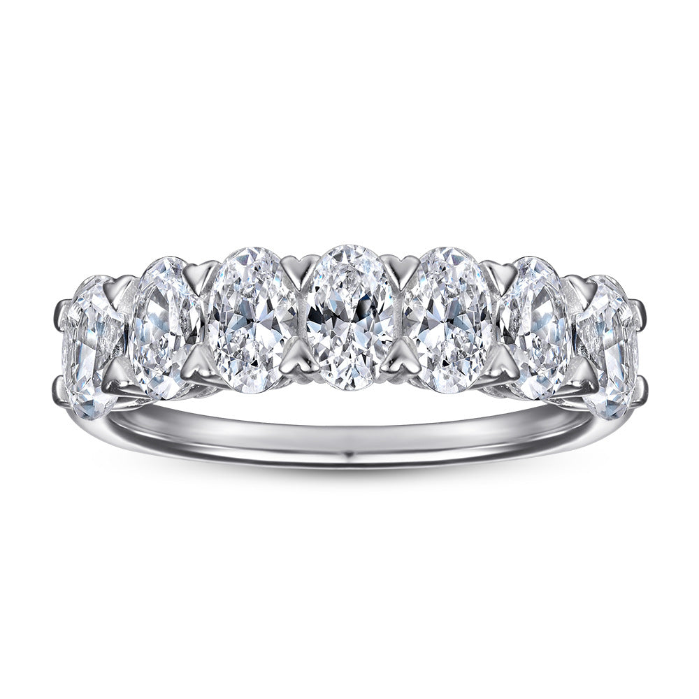 925 Silver Zircon Geometric Band – Women’s White Gold