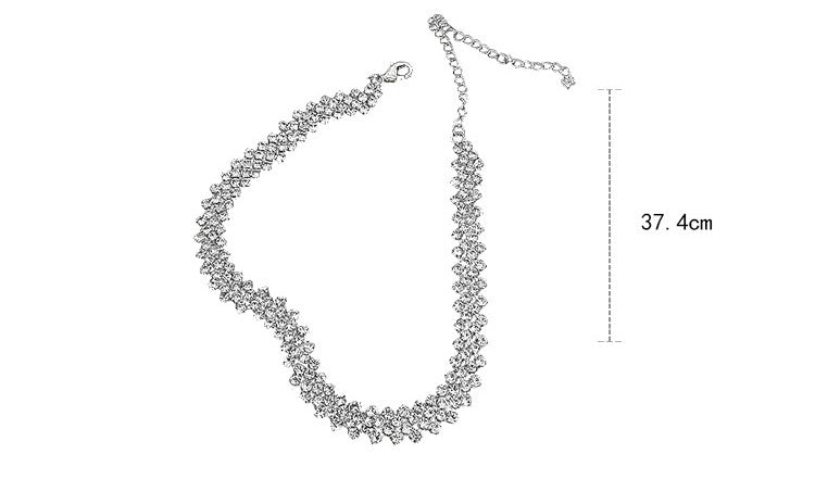 Full Rhinestone Clavicle Necklace – Silver