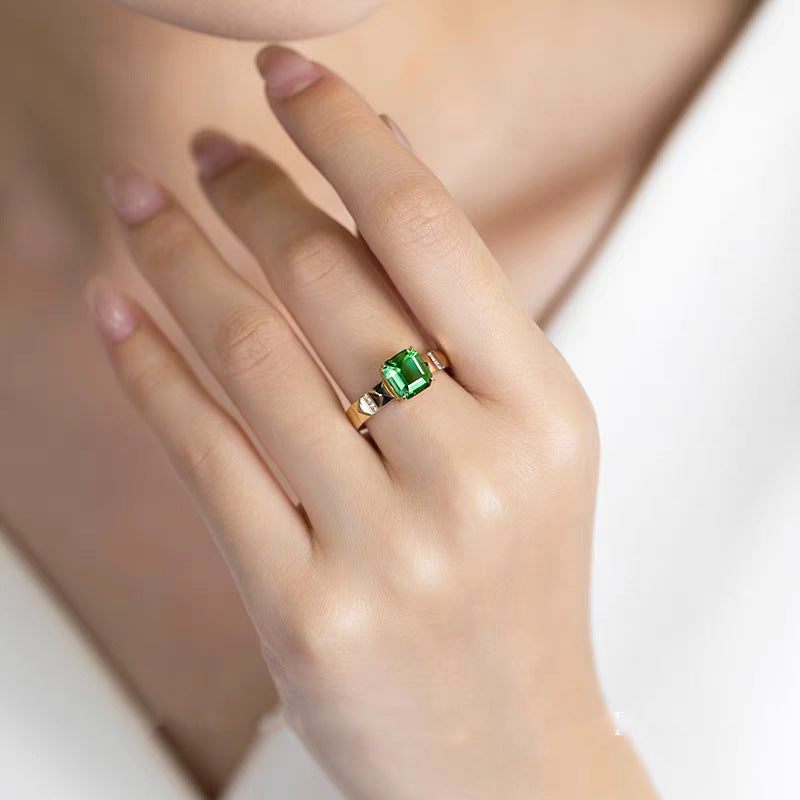 18K Gold Tourmaline Ring – Light Luxury Unisex