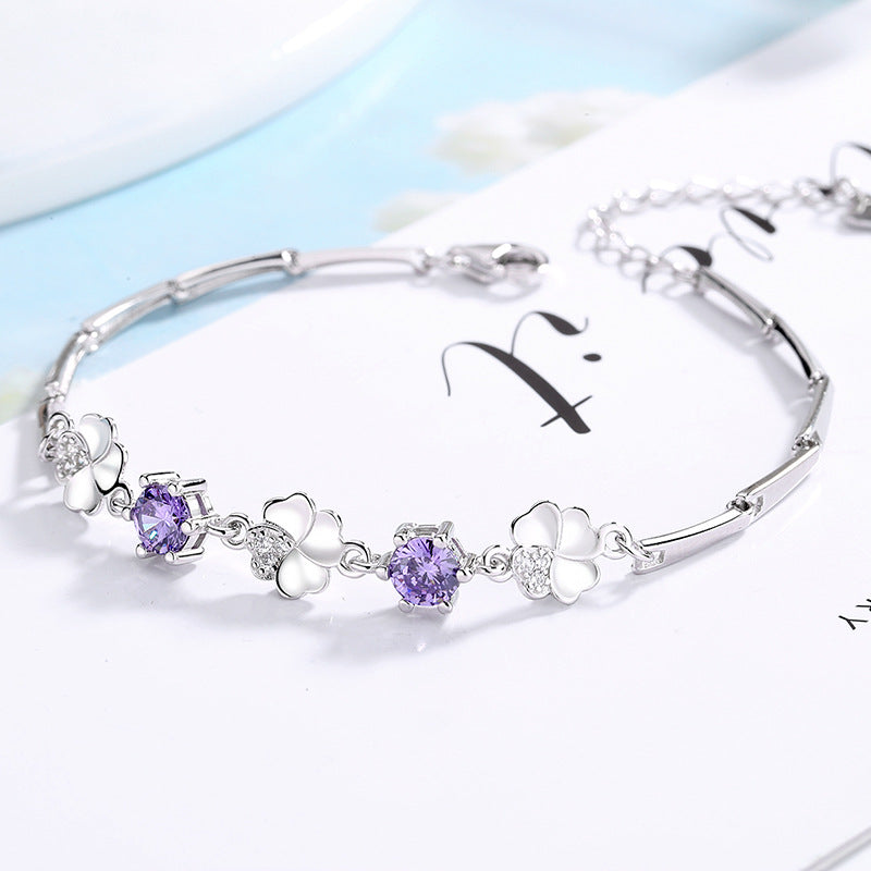 Lucky Four-Leaf Clover Couple Bracelet — Sterling Silver