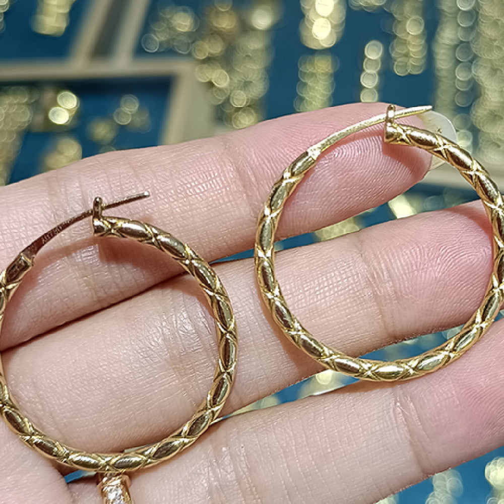 18K Gold-Plated Rhombus Hoop Earrings — Classic Everyday Luxury