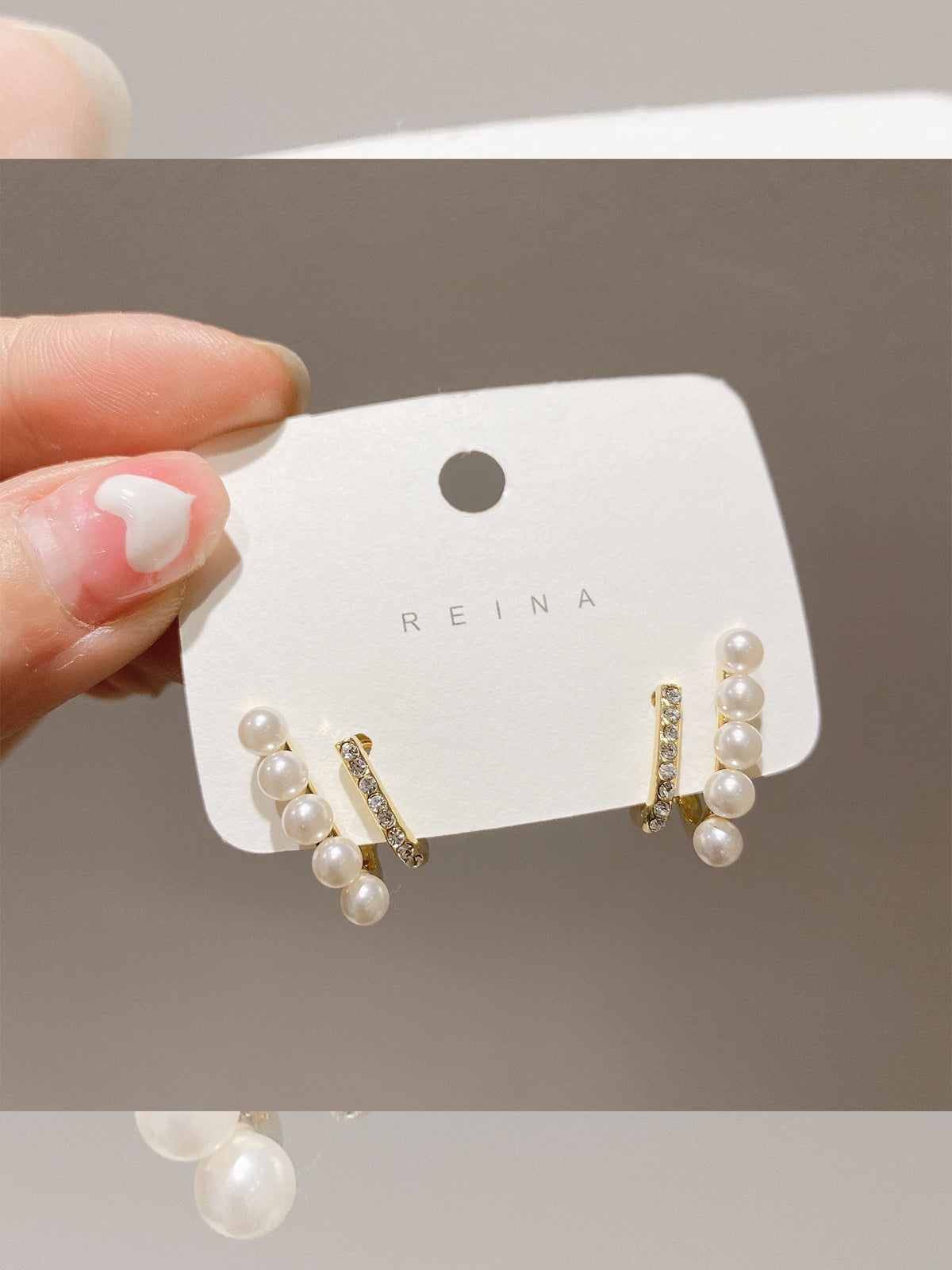 French Pearl Fantasy Stud Earrings – Vintage Geometric
