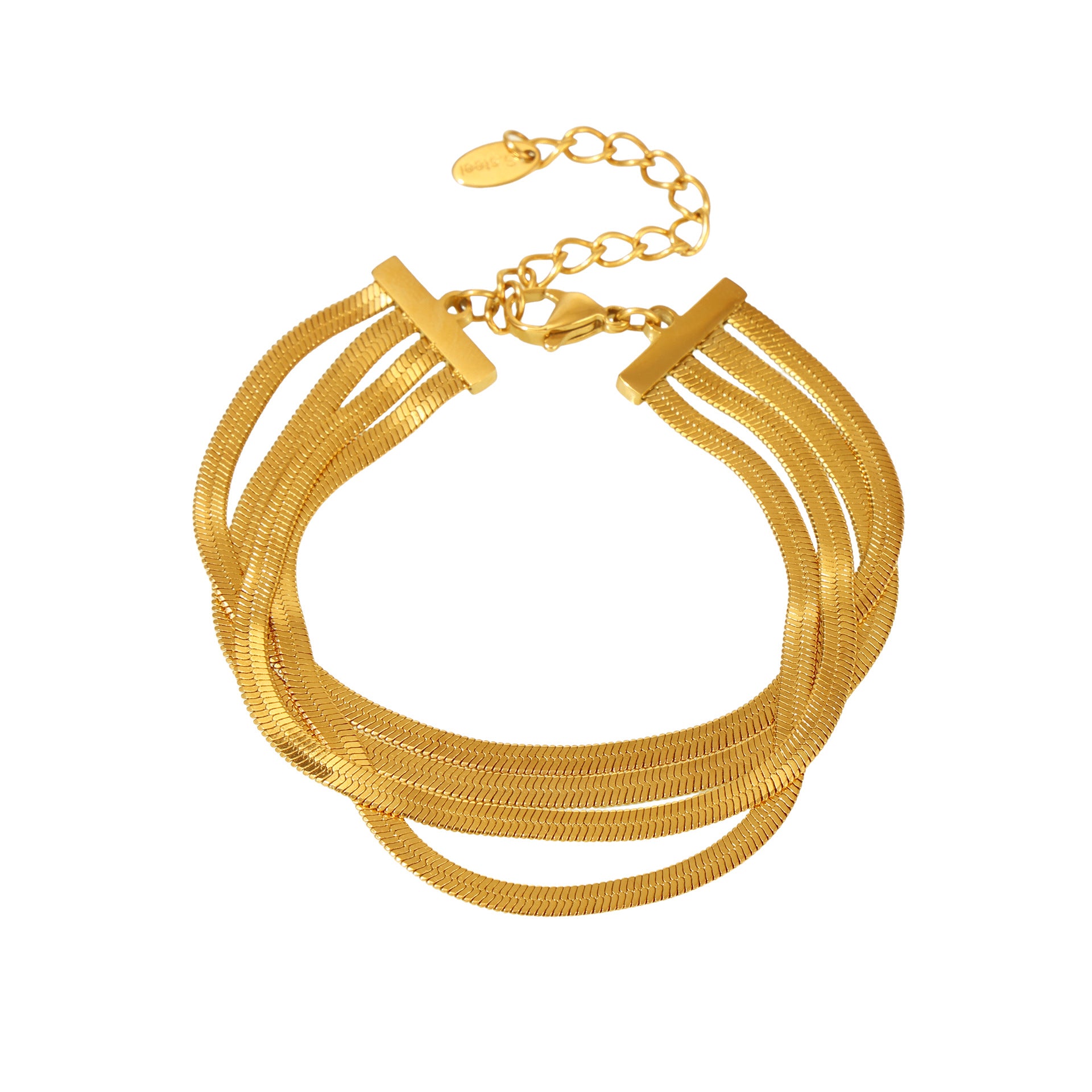 Titanium Steel Bracelet – PVD Gold-Plated Geometric Chain