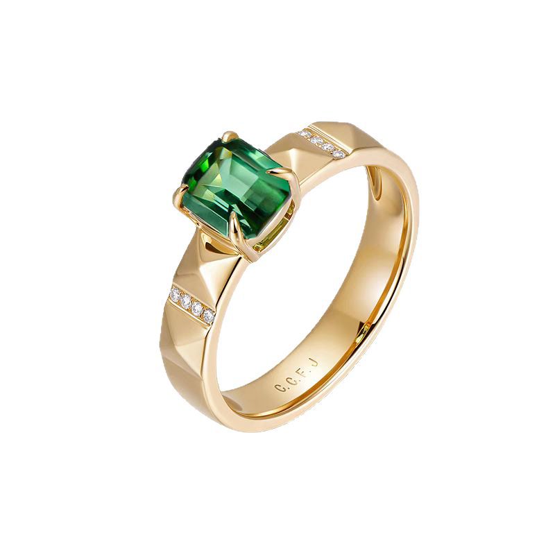 18K Gold Tourmaline Ring – Light Luxury Unisex