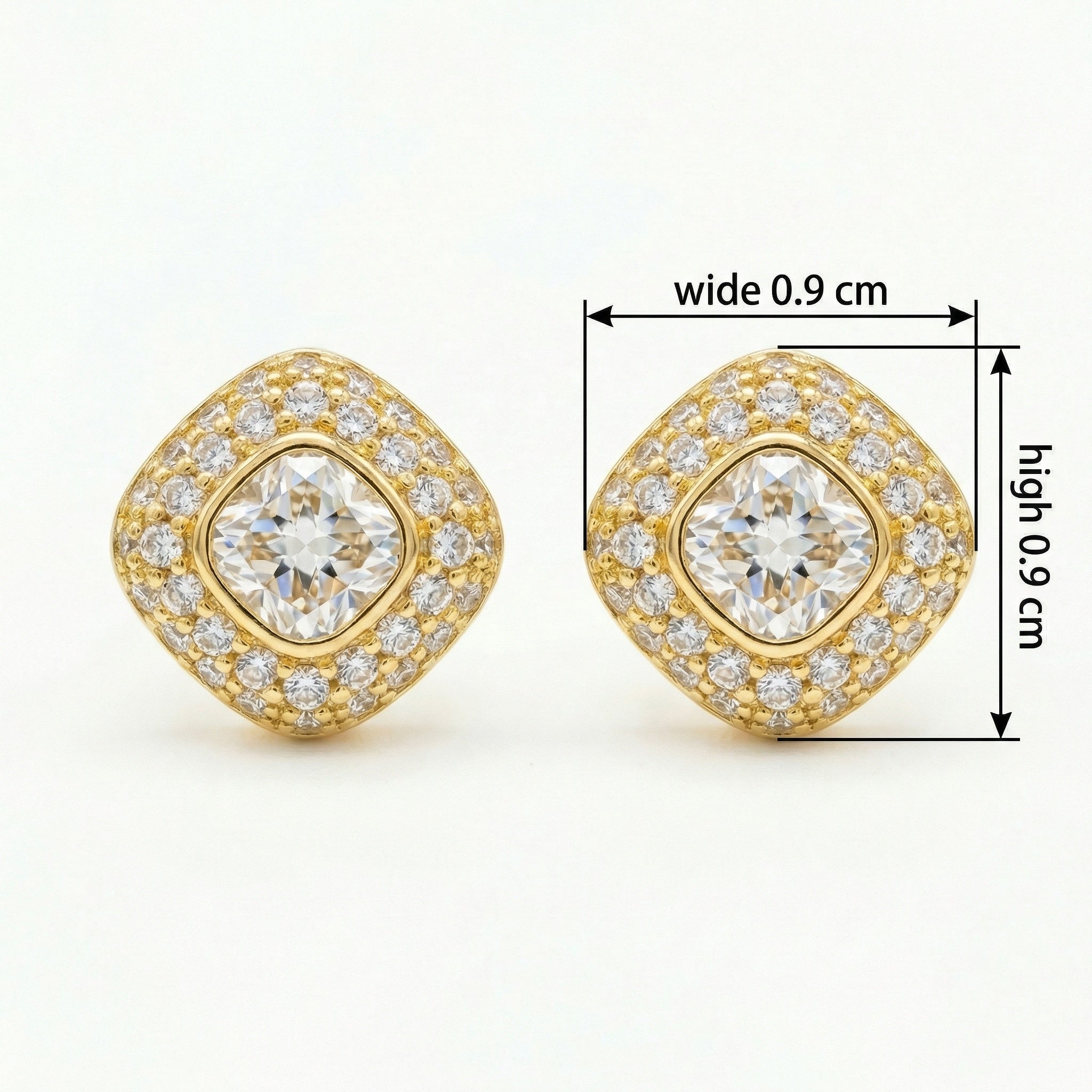 Cushion-Cut Halo Stud Earrings – 925 Sterling Silver