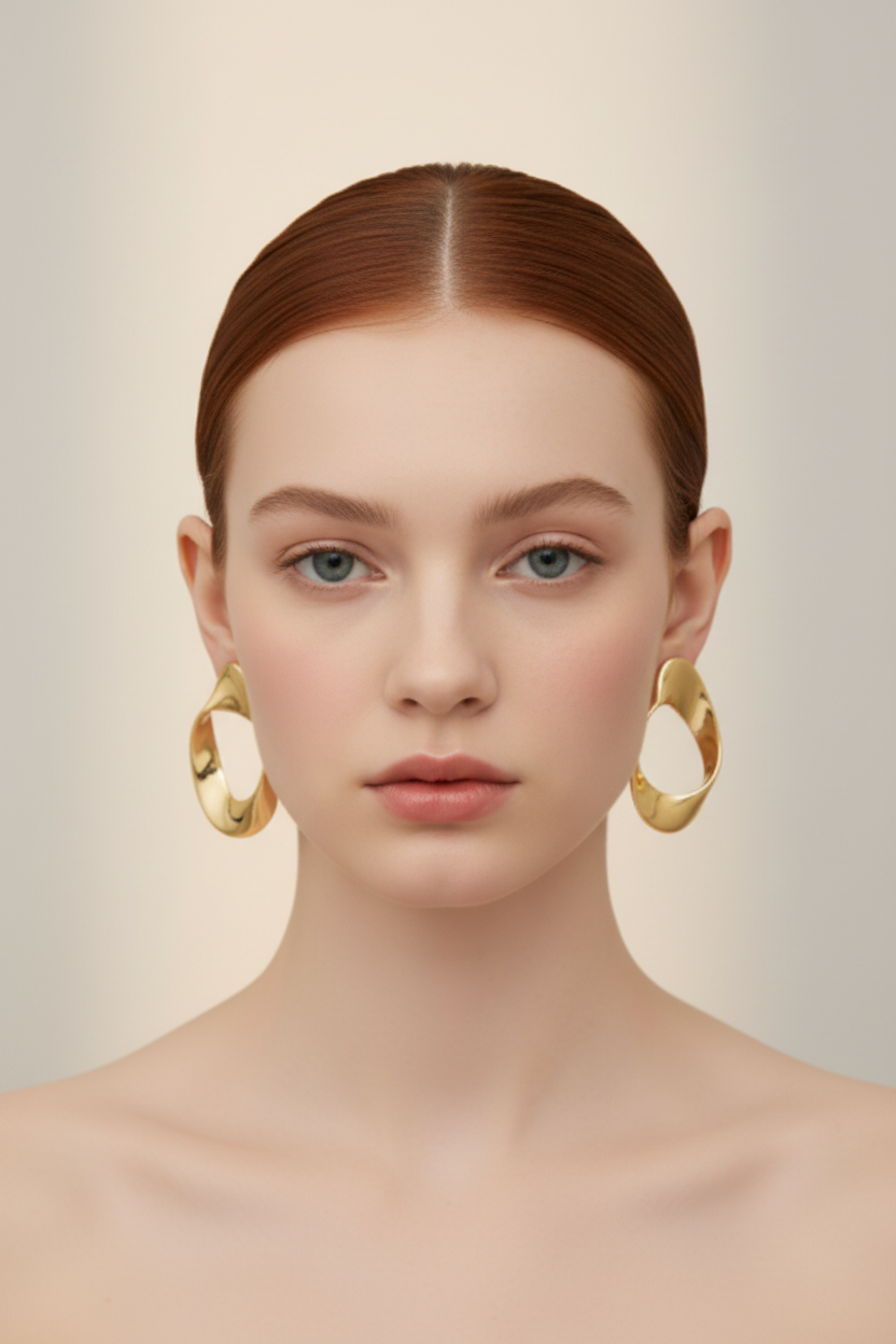 Frontal modelo gold hoops