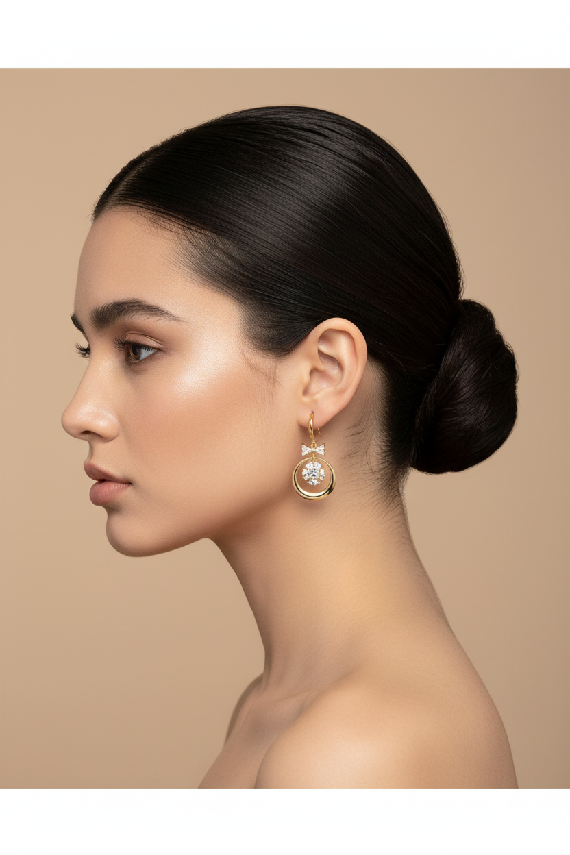 Trendy Pearl Irregular Hoop Earring – Editorial Model Photo