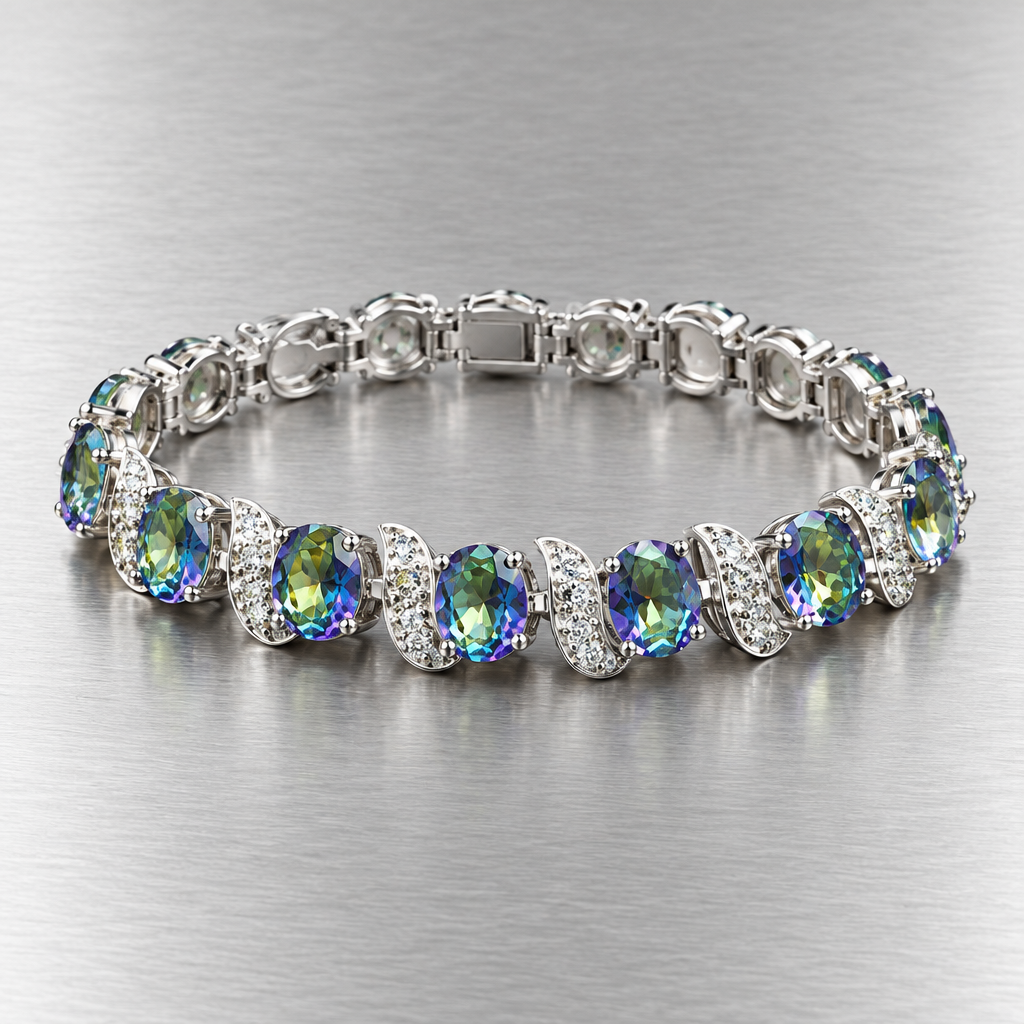 Silver-tone colourful accent bracelet on brushed steel