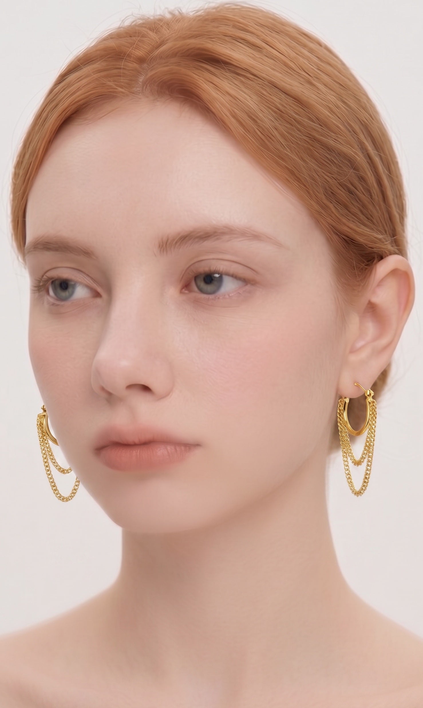 18K Gold-Plated French Chain Hoop Earrings — Geometric Everyday Elegance