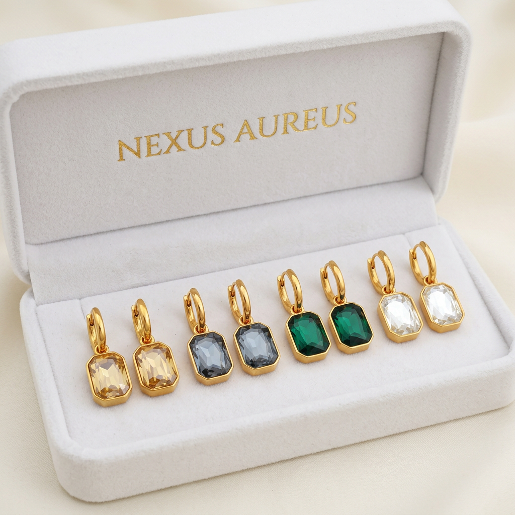 Os 4 pares Sardinia juntos na caixa de veludo Nexus Aureus