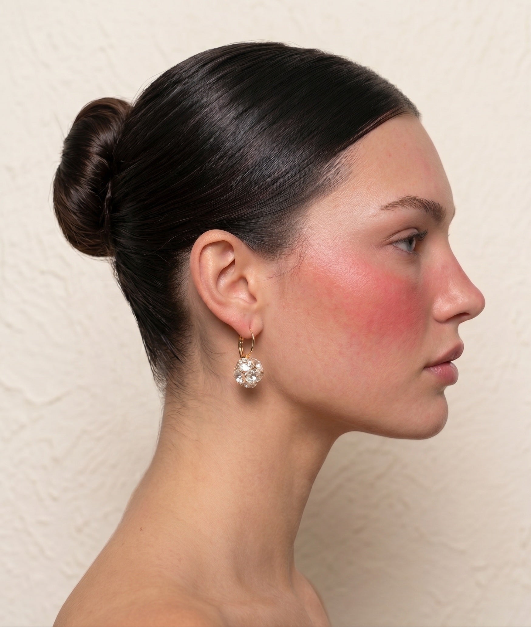 Crystal Ball Drop Earrings – Geometric Copper Ear Clips