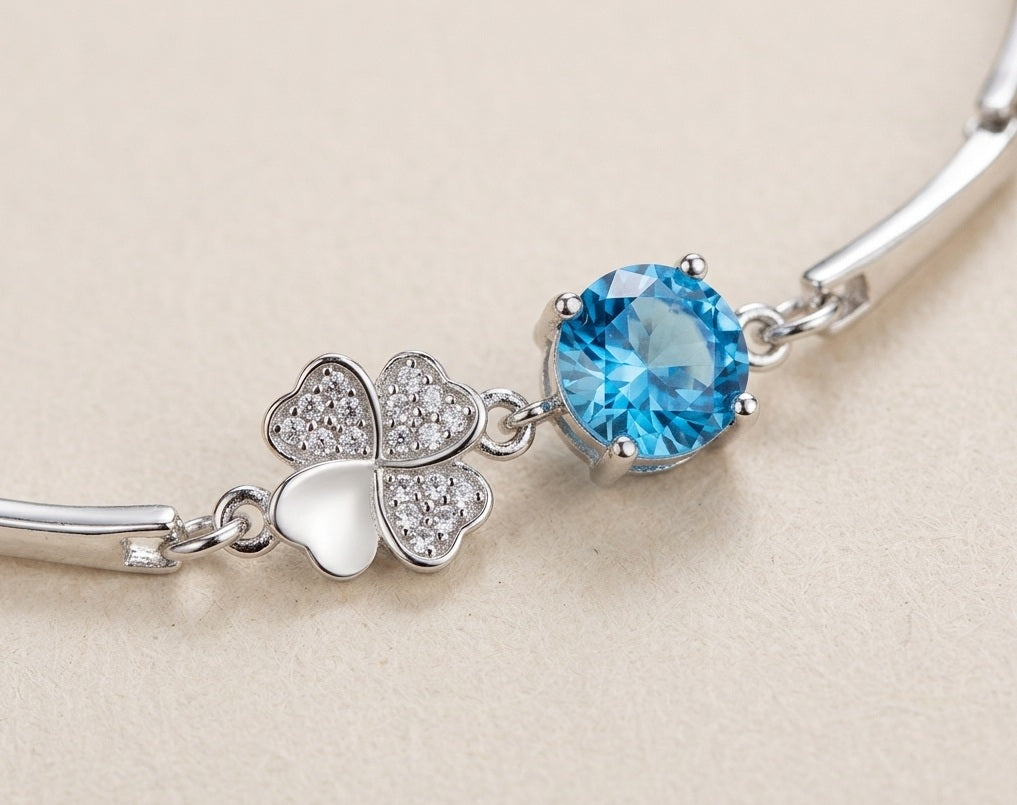 Lucky Four-Leaf Clover Couple Bracelet — Sterling Silver
