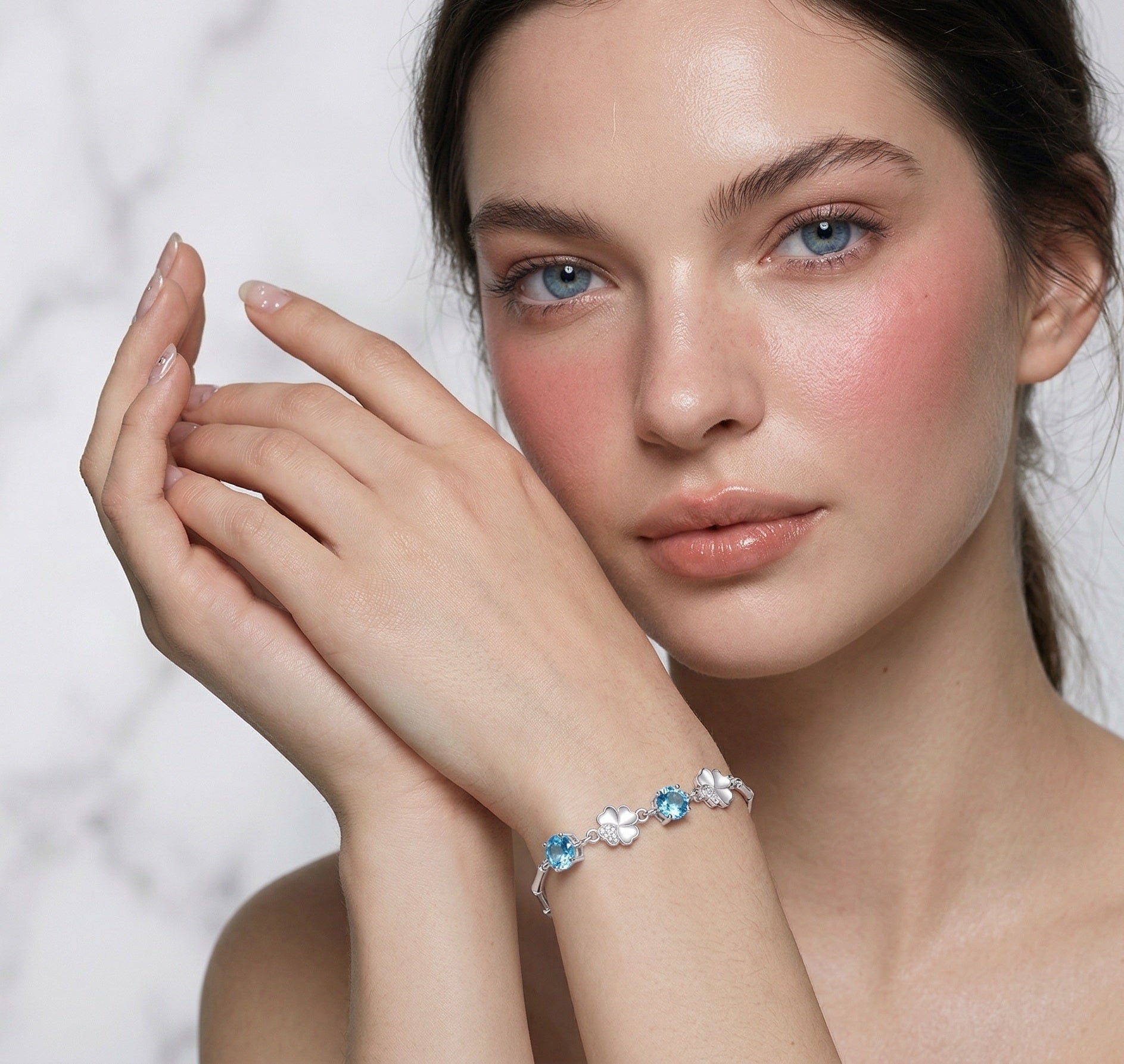 Lucky Four-Leaf Clover Couple Bracelet — Sterling Silver