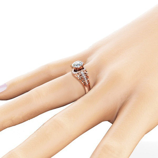 14K Rose Gold Micro-Set Diamond Ring – Women's